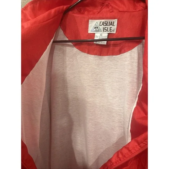 VTG 90's Casual Isle Red Stripe Beach Windbreaker Nautical Seashell Jacket XL - Picture 12 of 15